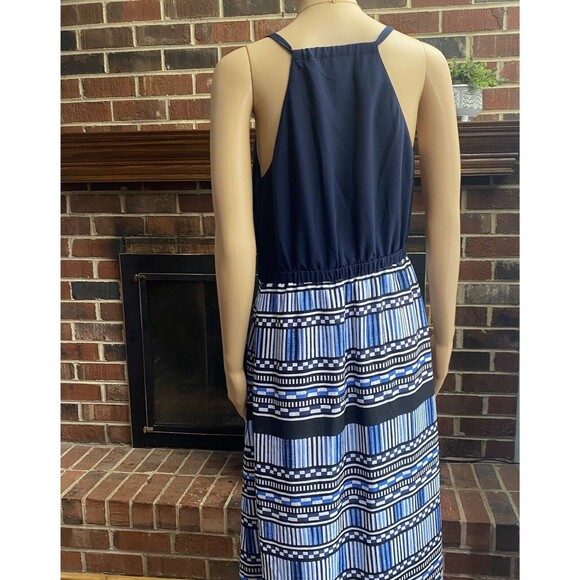 J.Crew  Women’s Maxi Dress with Printed Skirt Size 10 Navy Blue Sundress,Beach - Picture 2 of 16